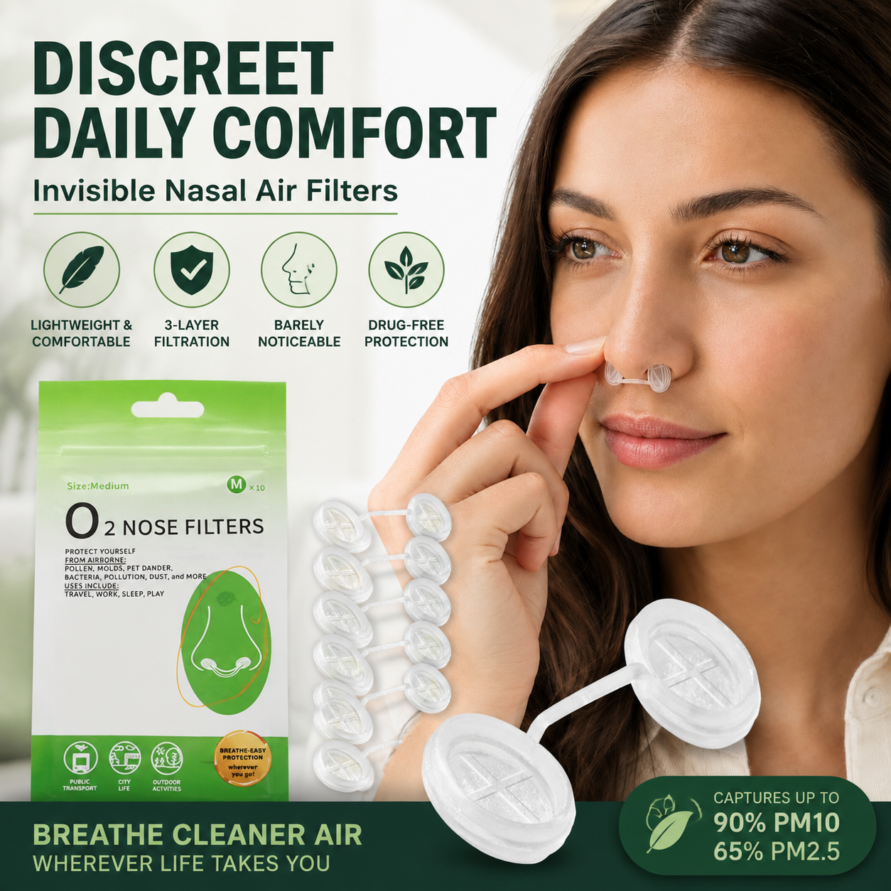 Invisible Nose Filters | Air Pollution & Allergy Protection | PM2.5 Filter